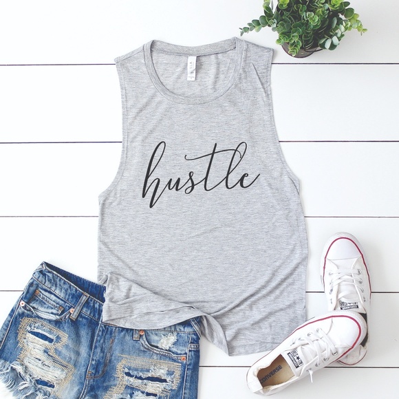 Tops - HUSTLE INSPIRATION MOTIVATION MUSCLE TANK TEE